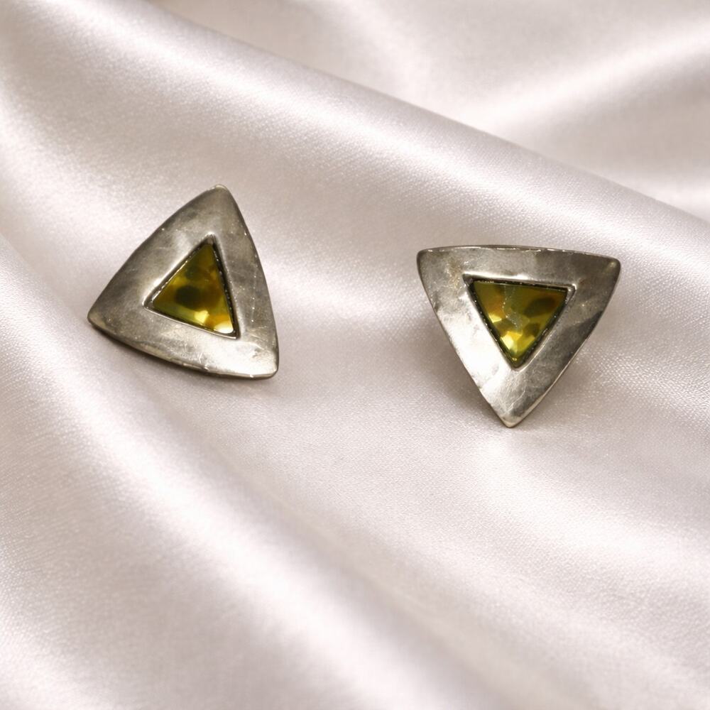 Jeep Collins Sterling Silver & Brass Contrasting Triangle Earrings – Retired